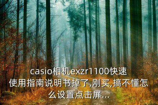 casio相机exzr1100快速使用指南说明书掉了,刚买,搞不懂怎么设置点击屏...