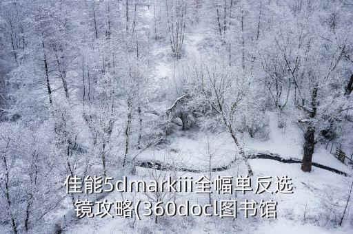  佳能5dmarkiii全幅单反选镜攻略(360docl图书馆