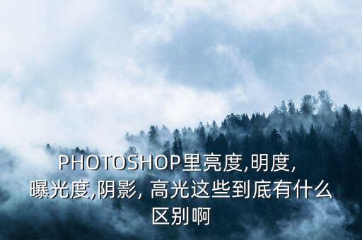 PHOTOSHOP里亮度,明度, 曝光度,阴影, 高光这些到底有什么区别啊