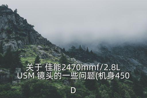 关于 佳能2470mmf/2.8LUSM 镜头的一些问题(机身450D